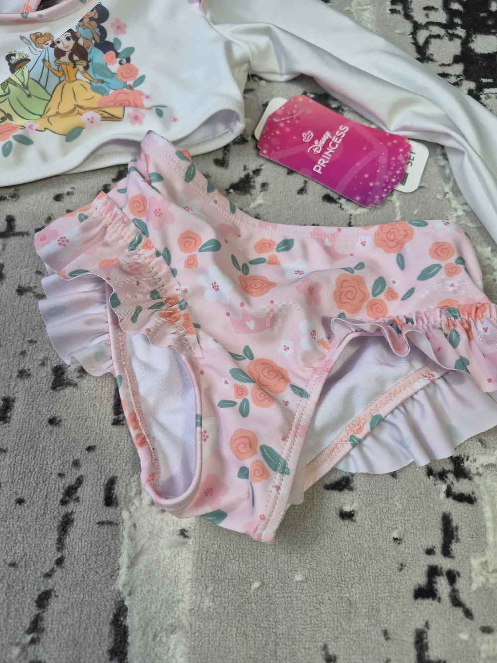 Disney Character Toddler Girl Long- Sleeve Rash Guard Swimsuit 2-Piece 2T New